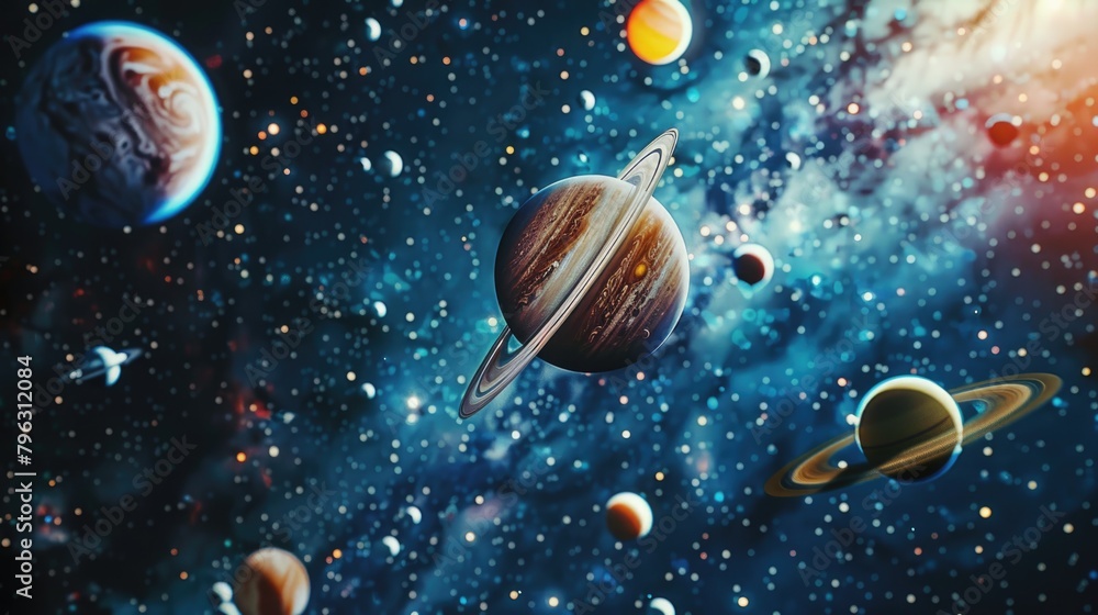 Poster planets in the sky, suitable for astronomy concepts