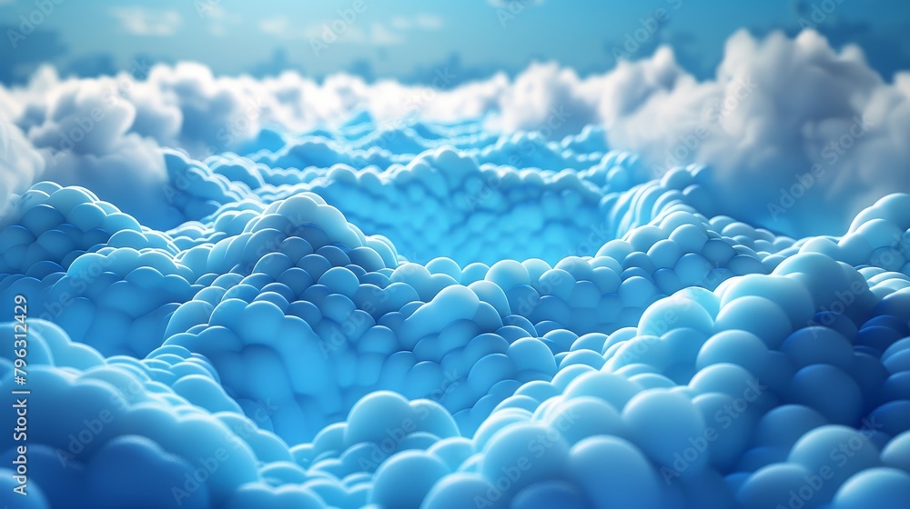 Poster cloud computing: a 3d vector illustration of a network of clouds