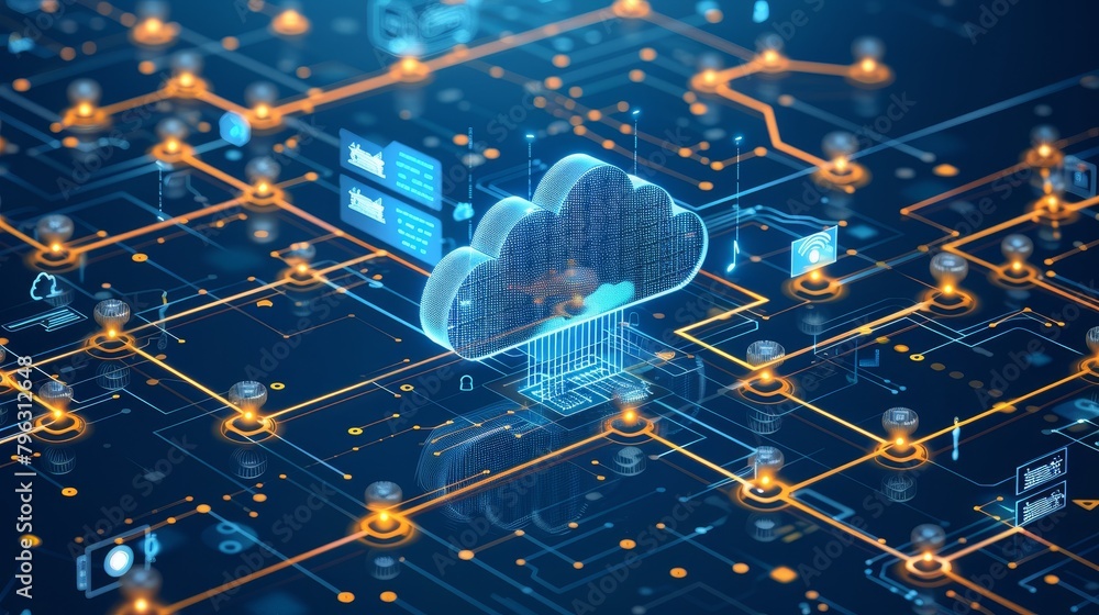 Poster cloud computing: an illustration of a cloud computing network