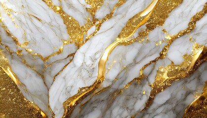 water on the rocks, "Opulent Opalescence: White & Gold Marble Elegance"