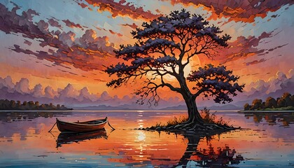 sunset over the river