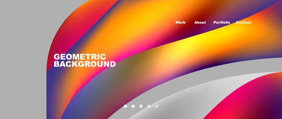 This geometric background showcases a rainbow of colors, including magenta, electric blue, tints, and shades. The pattern resembles an automotive wheel system design