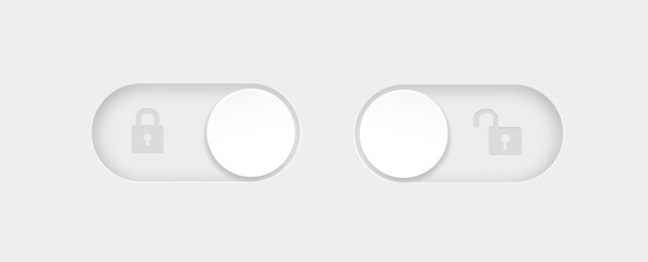 blocked and unlocked toggle switch buttons. Material design switch buttons set. Vector illustration