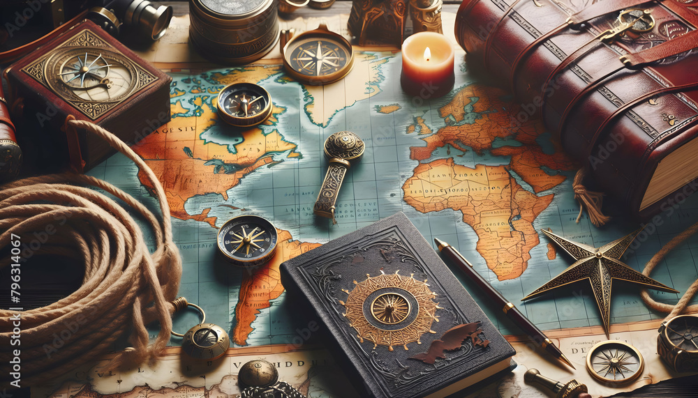 Poster adventurous panoramic map view: pathway to uncharted experiences