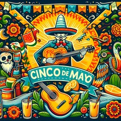 Cinco de Mayo Celebration: Vector Illustration Banner Background
