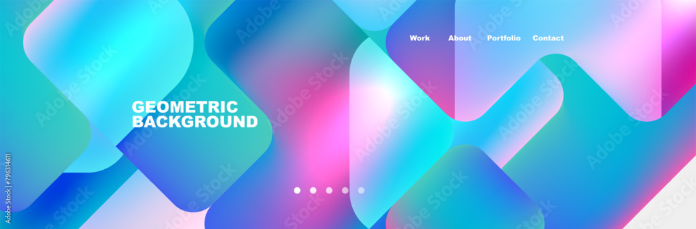 Poster The geometric background features a gradient of azure, electric blue, and magenta creating a symmetrical pattern of circles. It is colorful and vibrant, perfect for graphic design projects