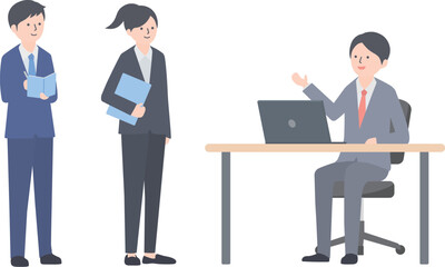 仕事の指示を出す上司と話を聞いている部下