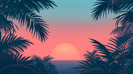 Fototapeta na wymiar Illustration of tropical colorful background with place for text 