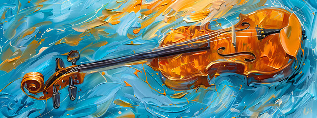 Symphonic Canvas: The Art of Violin Harmony - obrazy, fototapety, plakaty
