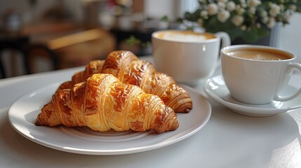 cup of coffee and croissant