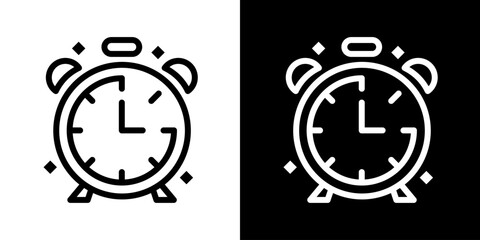 Alarm clock icon. Time icon. Timepiece. Black icon. Silhouette icon