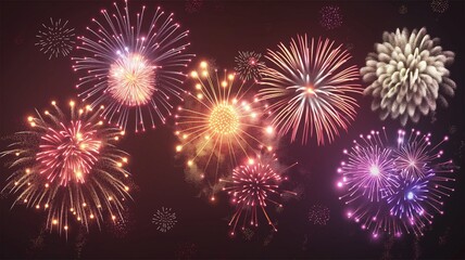 Fireworks at various festivals, fireworks of various colors, fireworks at night. - obrazy, fototapety, plakaty