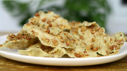 Peanut crackers or peyek kacang. Savory and crunchy snack from Indonesia.