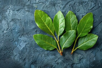 green leaves on a wooden background