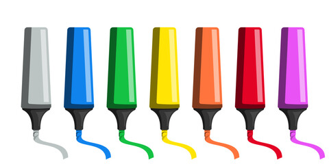 Collection of colored markers. Vector or eps 10 file can be customized, isolated on a transparent white background, complete colorful markers.