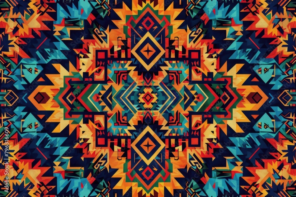 Poster A vibrant pattern of various geometric shapes. Ideal for graphic design projects