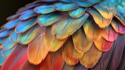 Macro Close-Up of Hummingbird's Iridescent Feathers.