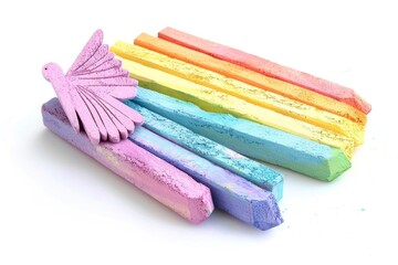 Colorful chalk sticks with a butterfly on top, perfect for educational or artistic projects
