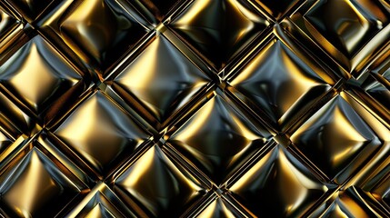 A seamless pattern with gold foil diamond-shaped tiles, their shiny surfaces reflecting light,