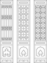 collection of vector designs, images of classic old doors, full of ornate patterns, background, traditional ethnic abstract floral illustrations