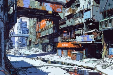 Fototapeta premium City street with multiple buildings, perfect for urban concepts