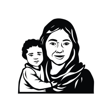 recommend clip art: mom and son world refugee day vector design