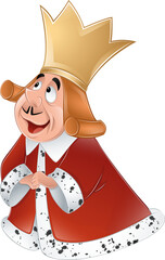 King from Wonderland with golden crown wearing red gown