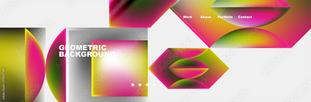 Poster vibrant magenta geometric shapes create a symmetrical pattern on a white background, showcasing colo
