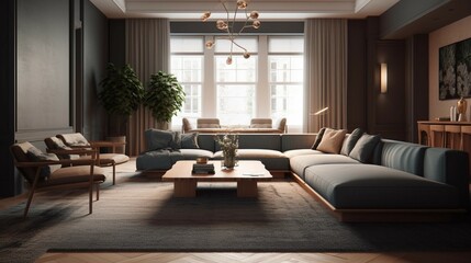 Fototapeta premium modern living room interior AI generated 