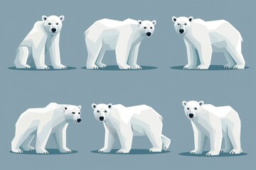 A group of polar bears standing together. Perfect for wildlife and animal themes - obrazy, fototapety, plakaty