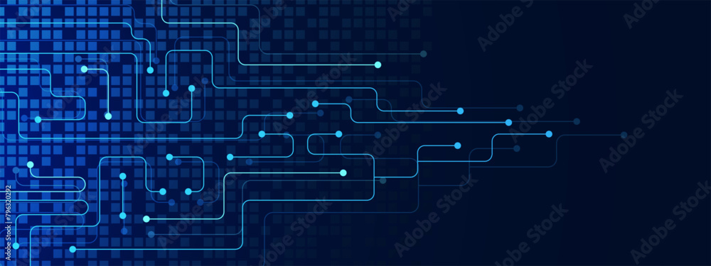 Poster abstract network connection with connecting dots lines. circuit board technology futuristic. global 
