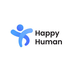 Happy Human Joy Success Logo Vector Abstract Illustration Icon Design Template Element 