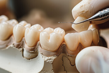 dental technician makes crowns and dentures