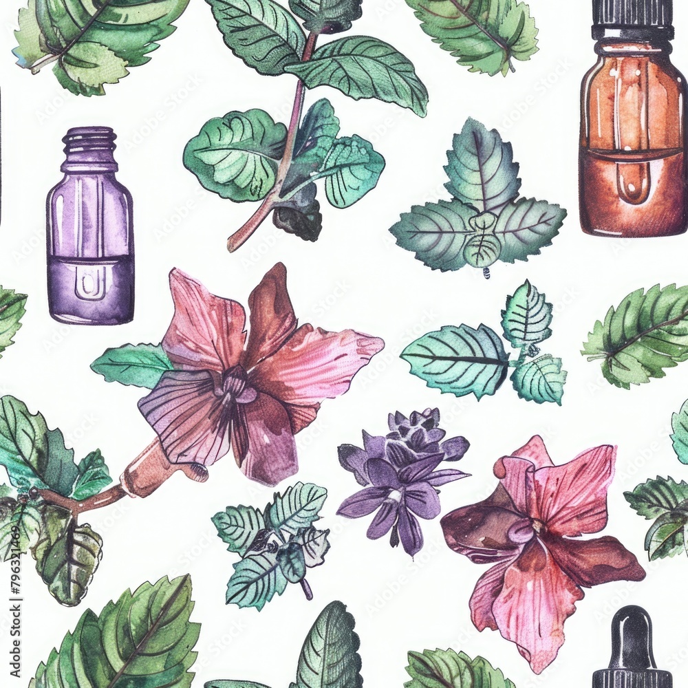 Poster A collection of different types of flowers and leaves. Suitable for various design projects