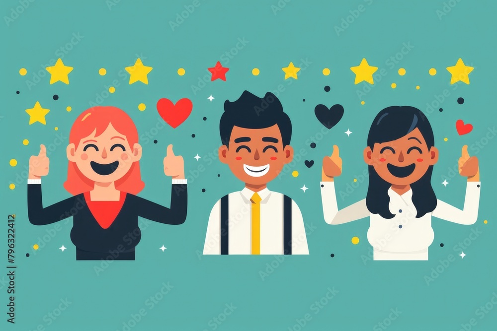 Poster a diverse group of people standing in unity. suitable for teamwork concepts