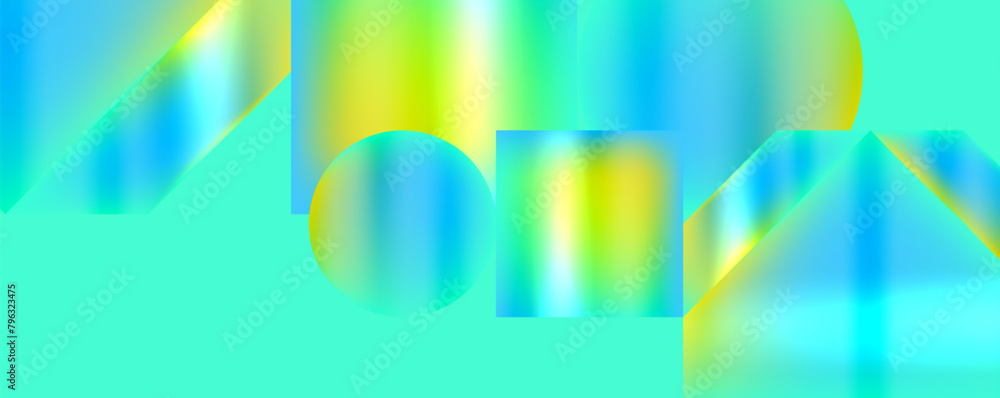 Poster a vibrant, colorful design featuring electric blue and magenta hues in a symmetrical pattern of circ