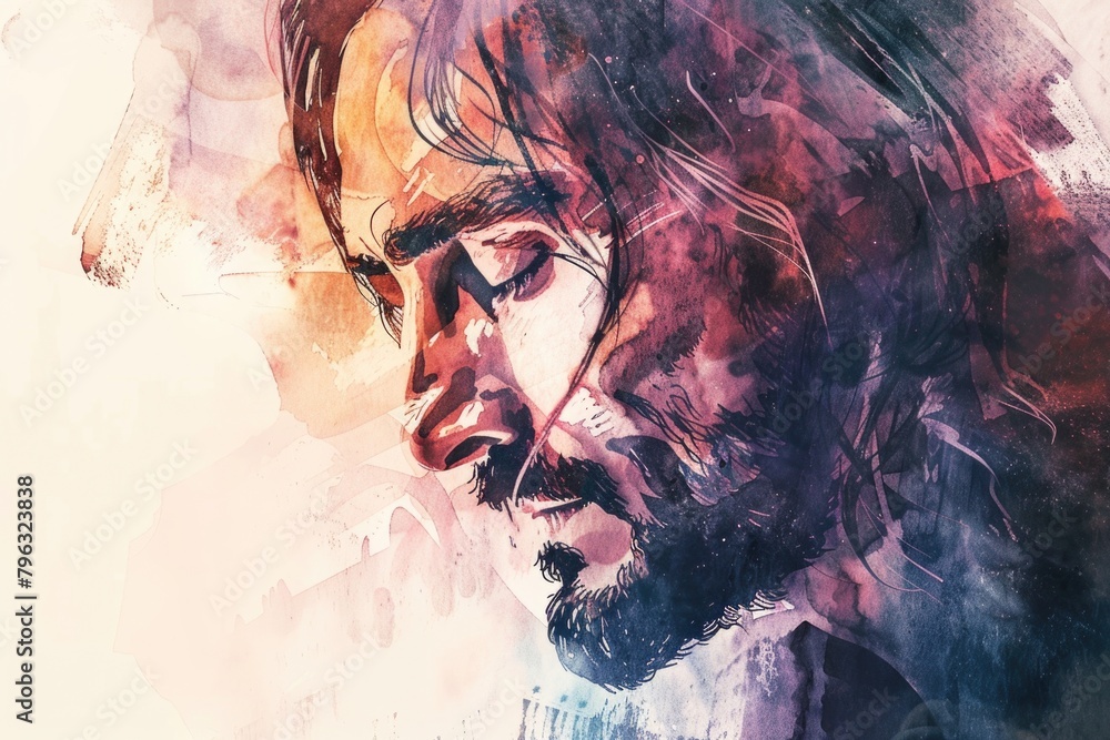 Poster a painting of a man with a beard, suitable for various projects