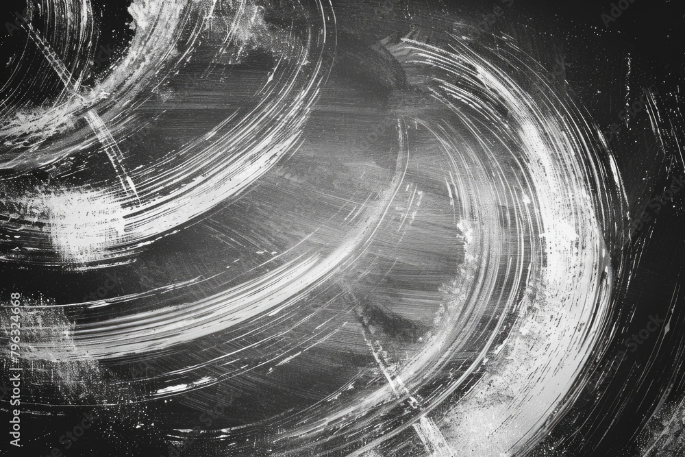 Poster a black and white photo featuring a circular pattern. ideal for graphic design projects