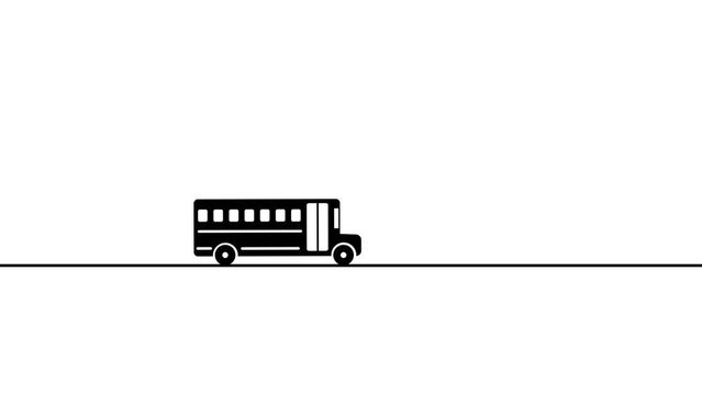 School bus moving animation, Bus tour transport icon,Bus line icon,