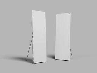 Realistic White Blank Standing X Banner Mockup