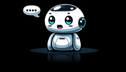 Fototapeta premium simple vector logo of the chatbot, white with blue accents, in the style of kawaii,generative ai