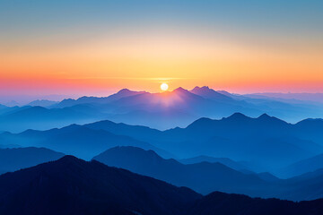 Depict the silhouette of a mountain range at dawn