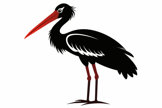 recommend clip art: Painted stork black silhouette vector .