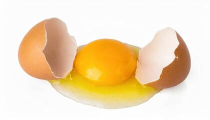 broken egg isolated on white
