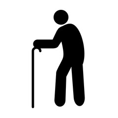 Old man with staff icon vector for graphic design, logo, web site, social media, mobile app, ui illustration