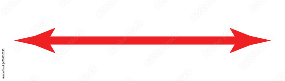 Poster red arrow icon isolated on white background. long arrow vector, icon. red horizontal arrow. straight