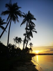 Fototapeta na wymiar Karibik Sonnenuntergang an Traumstrand