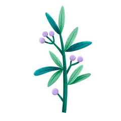 Leaf twig hand drawn illustration in cartoon design