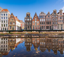 Houses of Amsterdam, Holland reflected on water