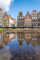 Dutch houses reflection on a sunny day